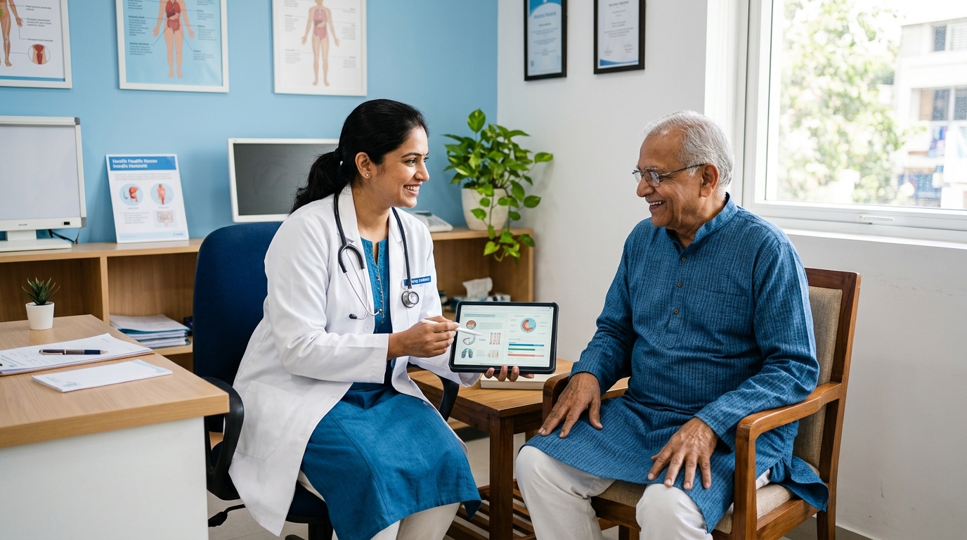 Dr. RK Gupta with patient